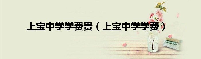 上宝中学学费贵（上宝中学学费）