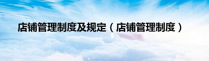 店铺管理制度及规定（店铺管理制度）
