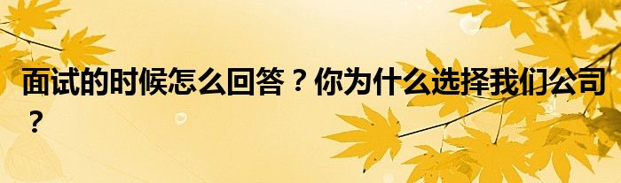 面试的时候怎么回答？你为什么选择我们公司？