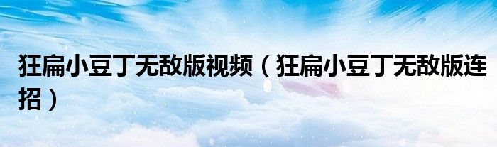 狂扁小豆丁无敌版视频（狂扁小豆丁无敌版连招）