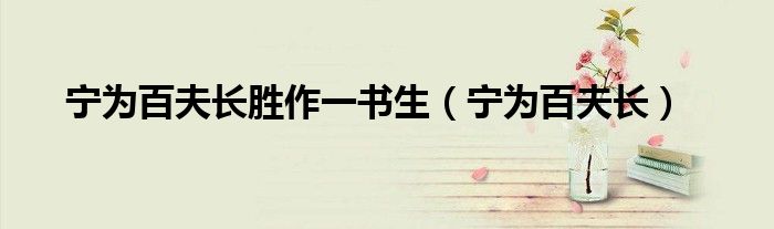 宁为百夫长胜作一书生（宁为百夫长）