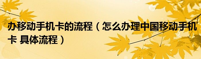办移动手机卡的流程（怎么办理中国移动手机卡 具体流程）
