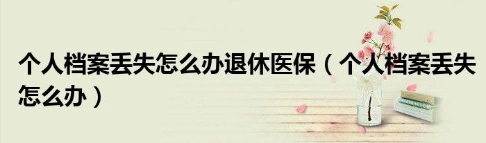 个人档案丢失怎么办退休医保（个人档案丢失怎么办）