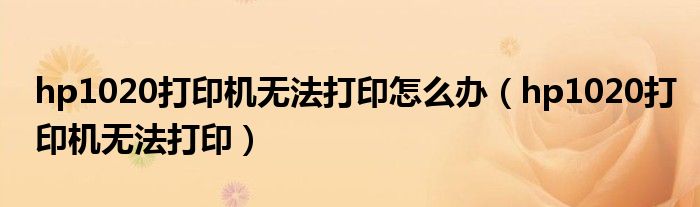 hp1020打印机无法打印怎么办（hp1020打印机无法打印）