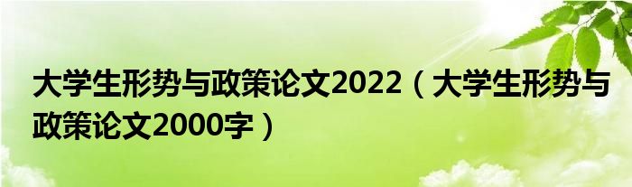 大学生形势与政策论文2022（大学生形势与政策论文2000字）