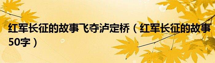 红军长征的故事飞夺泸定桥（红军长征的故事50字）