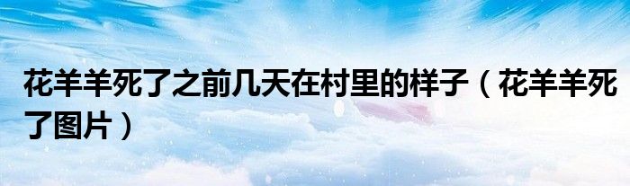 花羊羊死了之前几天在村里的样子（花羊羊死了图片）