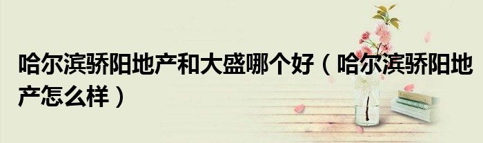 哈尔滨骄阳地产和大盛哪个好（哈尔滨骄阳地产怎么样）
