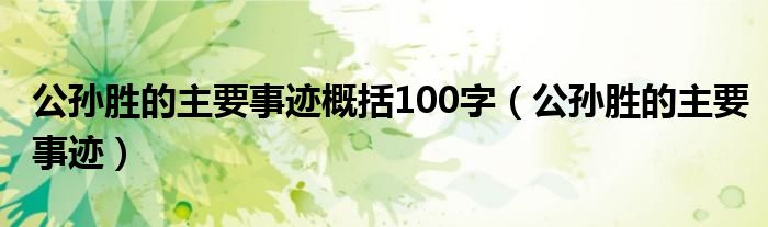 公孙胜的主要事迹概括100字（公孙胜的主要事迹）