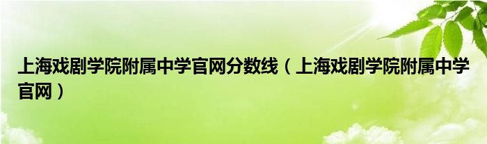 上海戏剧学院附属中学官网分数线（上海戏剧学院附属中学官网）