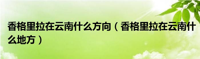 香格里拉在云南什么方向（香格里拉在云南什么地方）