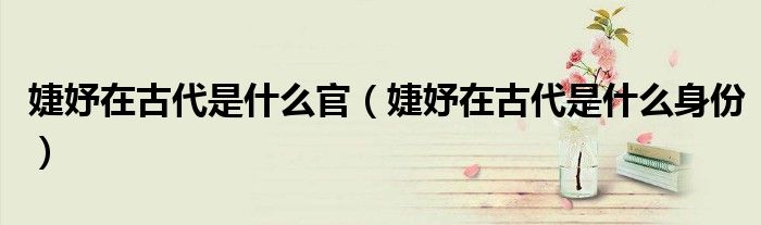 婕妤在古代是什么官（婕妤在古代是什么身份）