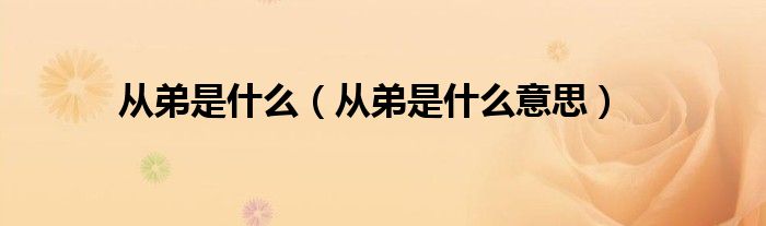 从弟是什么（从弟是什么意思）