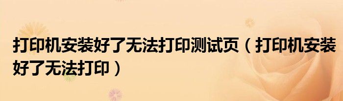 打印机安装好了无法打印测试页（打印机安装好了无法打印）