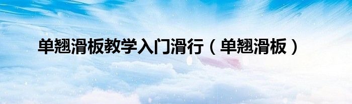 单翘滑板教学入门滑行（单翘滑板）
