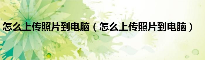 怎么上传照片到电脑（怎么上传照片到电脑）