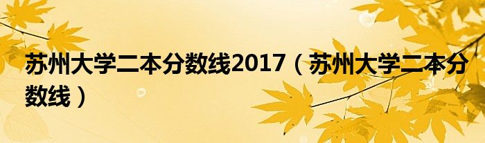 苏州大学二本分数线2017（苏州大学二本分数线）