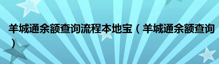 羊城通余额查询流程本地宝（羊城通余额查询）