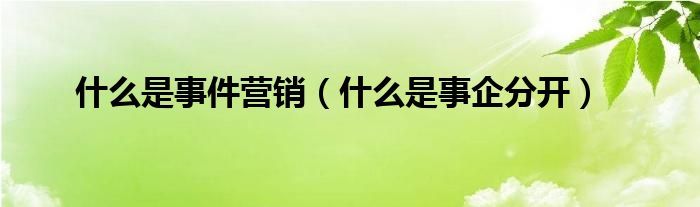 什么是事件营销（什么是事企分开）