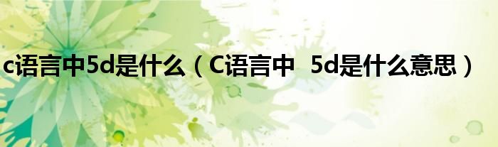 c语言中5d是什么（C语言中  5d是什么意思）