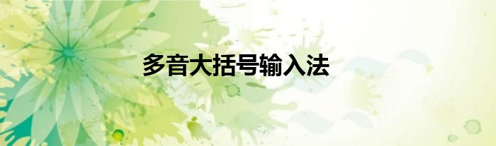 多音大括号输入法
