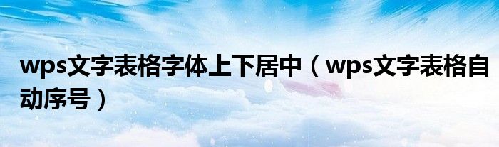 wps文字表格字体上下居中（wps文字表格自动序号）