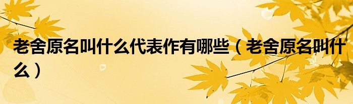 老舍原名叫什么代表作有哪些（老舍原名叫什么）