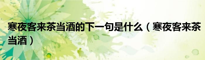 寒夜客来茶当酒的下一句是什么（寒夜客来茶当酒）
