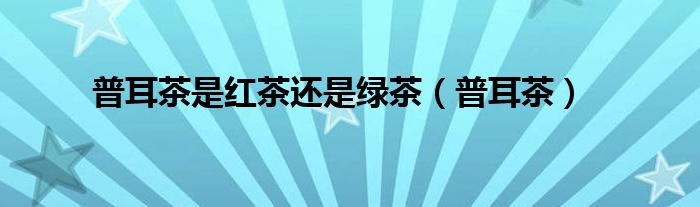 普耳茶是红茶还是绿茶（普耳茶）