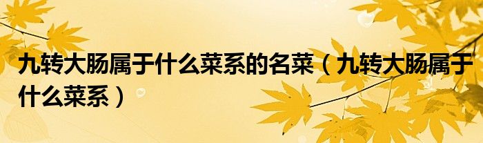 九转大肠属于什么菜系的名菜（九转大肠属于什么菜系）