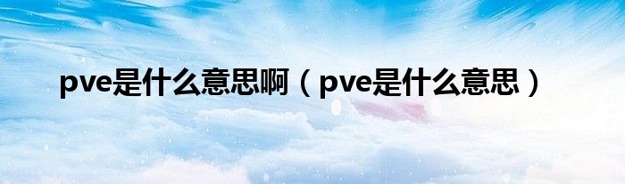 pve是什么意思啊（pve是什么意思）