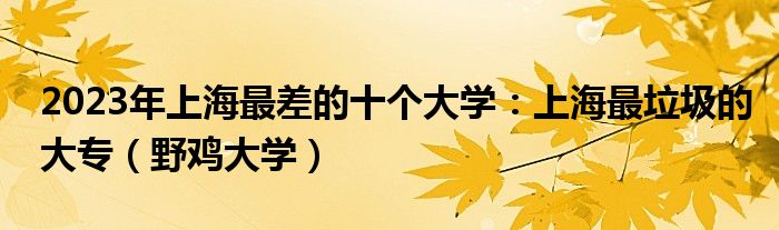 2023年上海最差的十个大学：上海最垃圾的大专（野鸡大学）