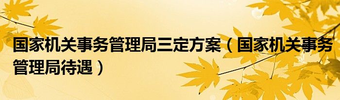 国家机关事务管理局三定方案（国家机关事务管理局待遇）