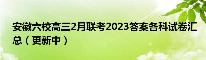 安徽六校高三2月联考2023答案各科试卷汇总（更新中）