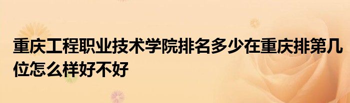 重庆工程职业技术学院排名多少在重庆排第几位怎么样好不好