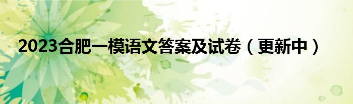2023合肥一模语文答案及试卷（更新中）