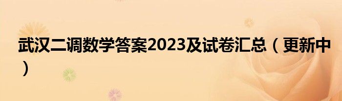 武汉二调数学答案2023及试卷汇总（更新中）