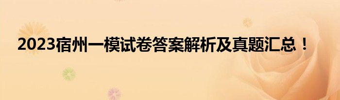 2023宿州一模试卷答案解析及真题汇总！