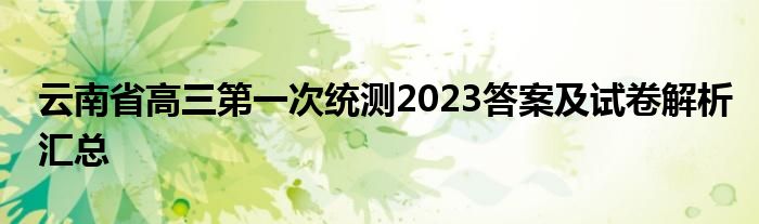 云南省高三第一次统测2023答案及试卷解析汇总