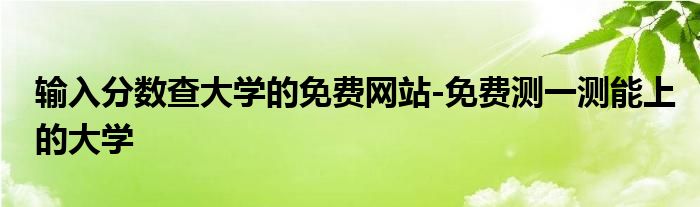 输入分数查大学的免费网站-免费测一测能上的大学