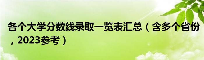 各个大学分数线录取一览表汇总（含多个省份，2023参考）