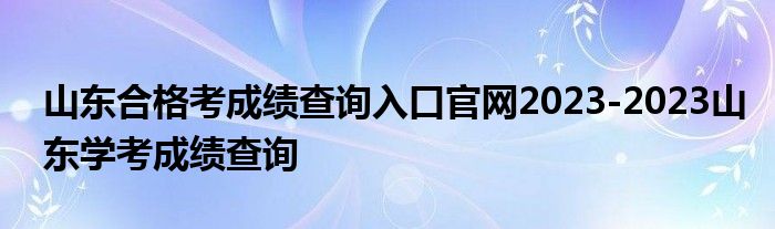 山东合格考成绩查询入口官网2023-2023山东学考成绩查询