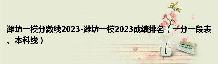 潍坊一模分数线2023-潍坊一模2023成绩排名（一分一段表、本科线）