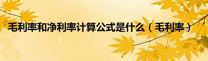 毛利率和净利率计算公式是什么（毛利率）