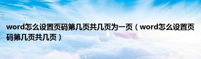 word怎么设置页码第几页共几页为一页（word怎么设置页码第几页共几页）