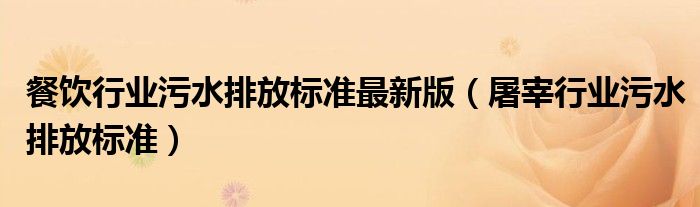 餐饮行业污水排放标准最新版（屠宰行业污水排放标准）