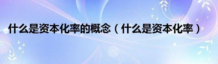 什么是资本化率的概念（什么是资本化率）