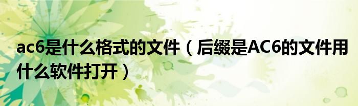 ac6是什么格式的文件（后缀是AC6的文件用什么软件打开）