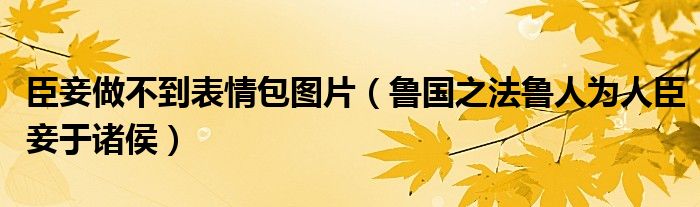 臣妾做不到表情包图片（鲁国之法鲁人为人臣妾于诸侯）