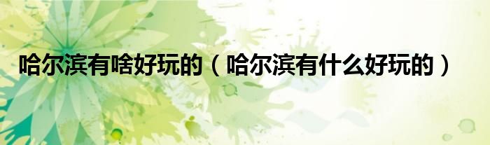 哈尔滨有啥好玩的（哈尔滨有什么好玩的）
